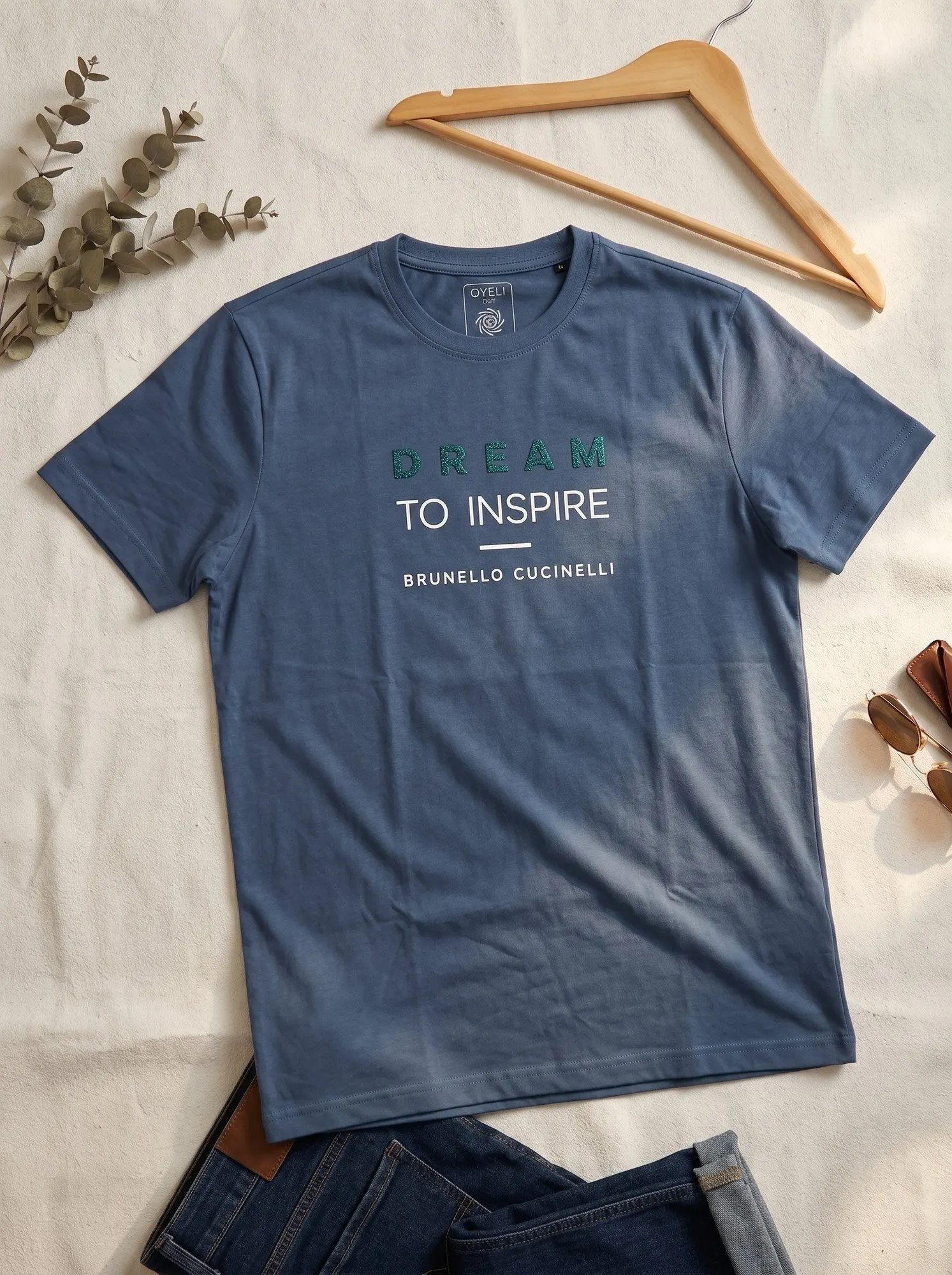 Men's Dream To Inspire Typographic T-Shirt - Deep Navy - Front View